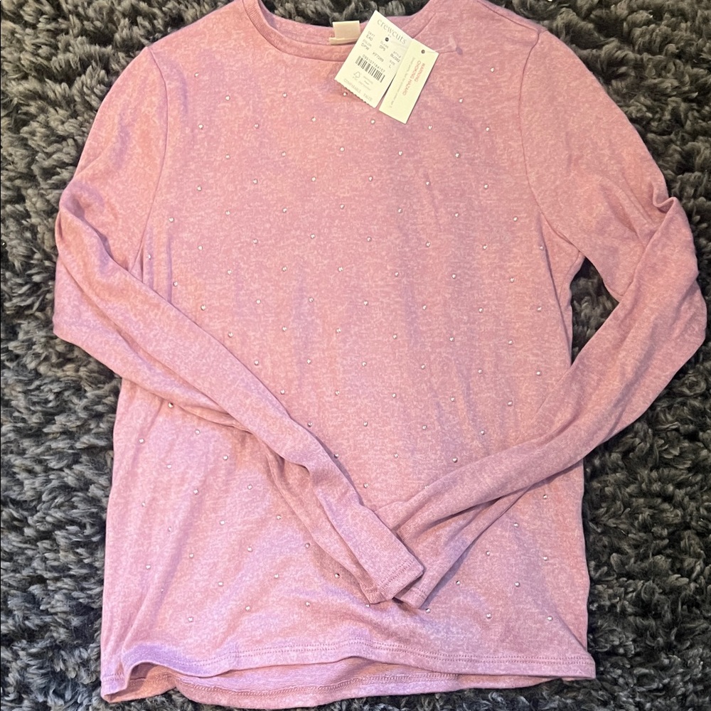 Crewcuts Lavender Long Sleeve with Rhinestone Accents